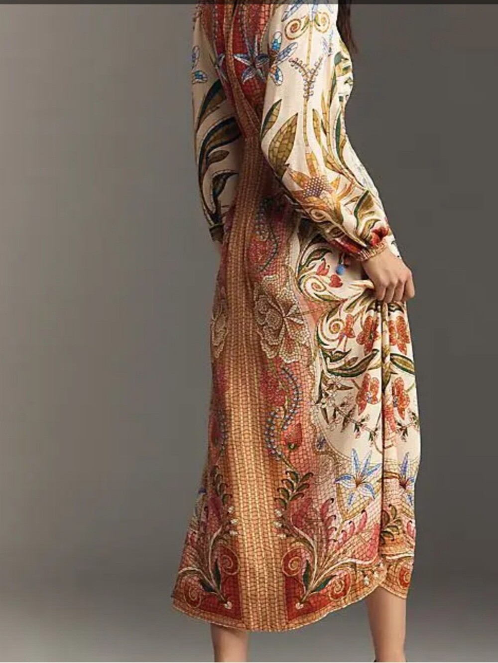 FARM Rio Coral and Cream Floral Long-Sleeve Maxi Dress - Picture 11 of 12